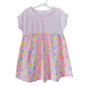 Lightning Bug - Colorful Striped and Floral Toddler Dress